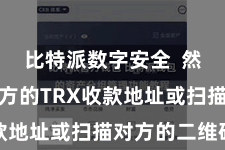 比特派数字安全  然后输入对方的TRX收款地址或扫描对方的二维码